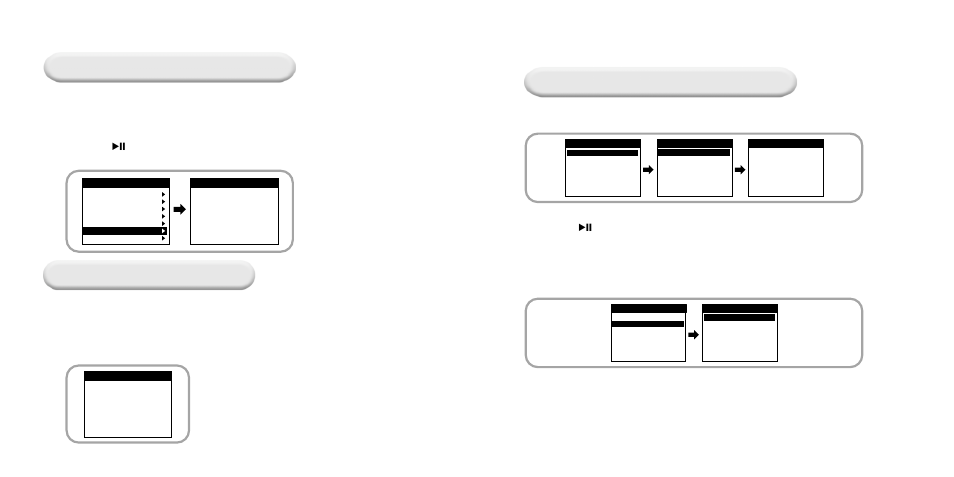 Searching for and selecting voice files, Play options (voice recordings), Searching for and selecting audible contents | Samsung YH-920 User Manual | Page 25 / 39