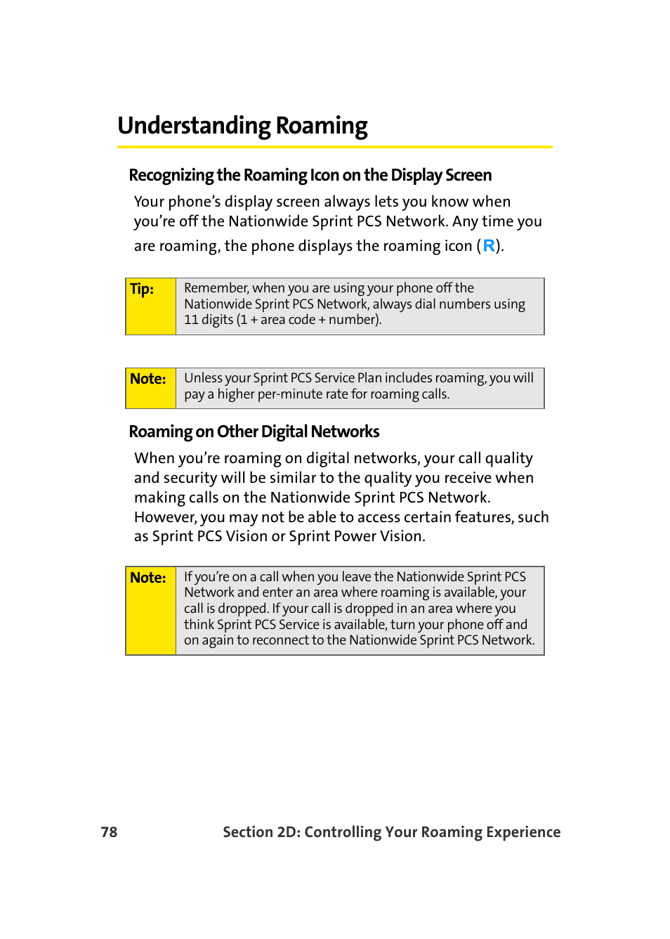 Understanding roaming | Samsung A960 User Manual | Page 102 / 272