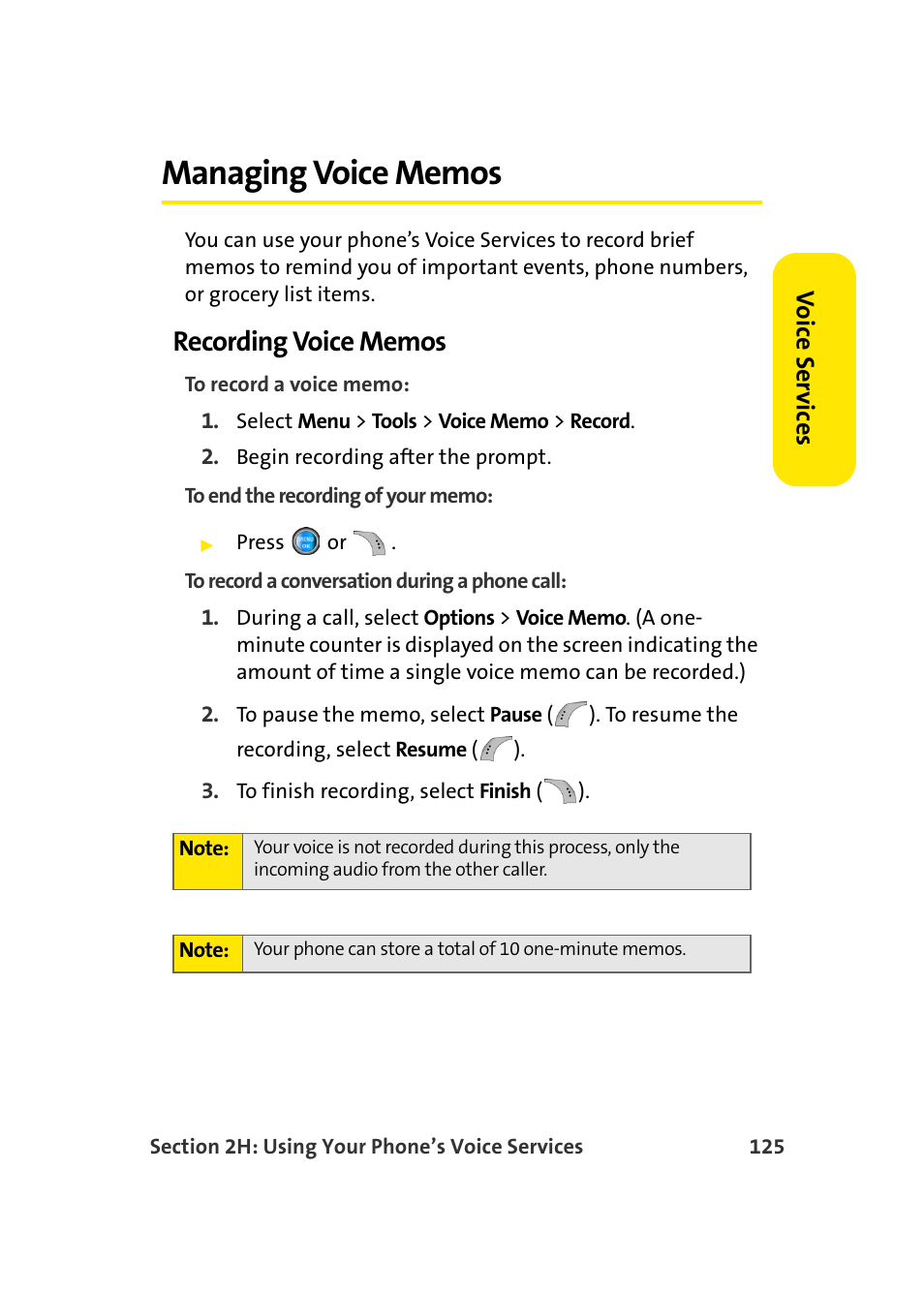 Managing voice memos, Recording voice memos | Samsung A960 User Manual | Page 149 / 272