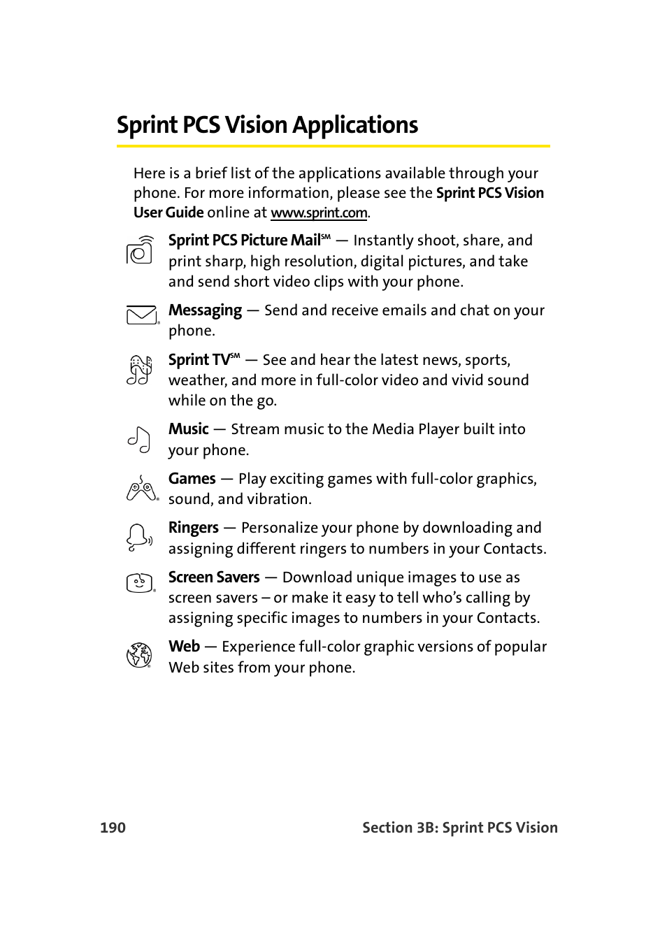 Sprint pcs vision applications | Samsung A960 User Manual | Page 214 / 272