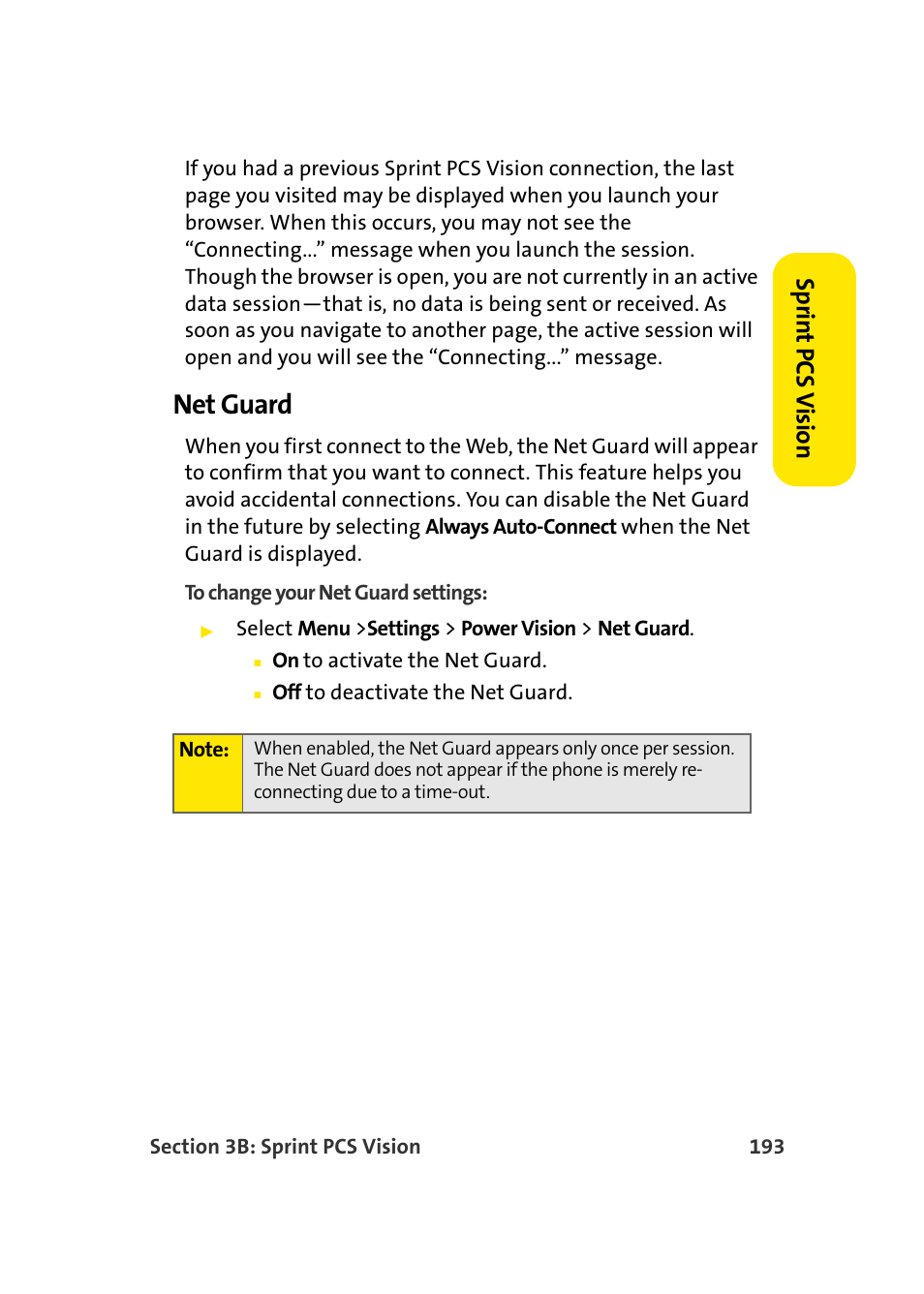 Net guard, Spr in t pcs v ision | Samsung A960 User Manual | Page 217 / 272