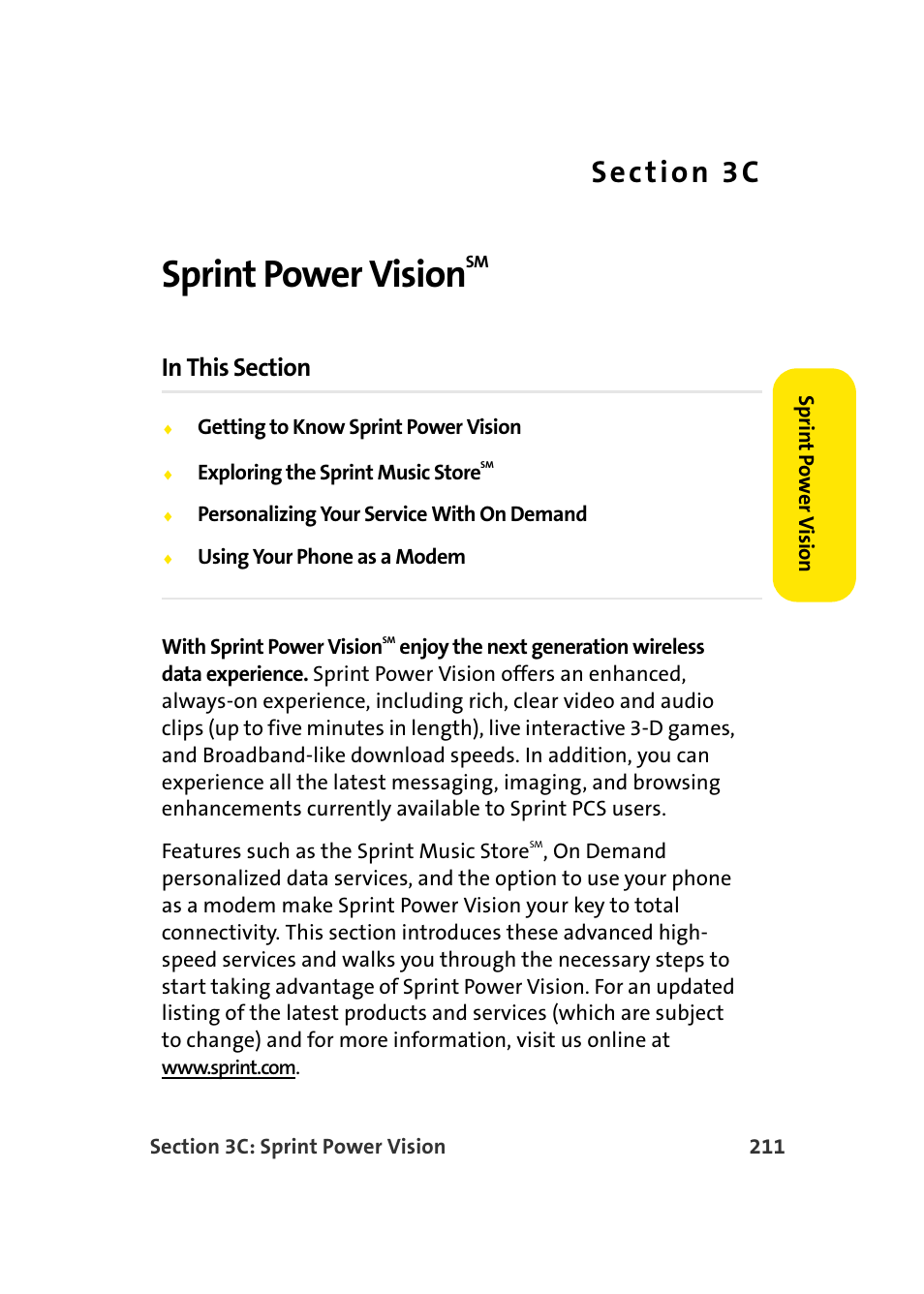 Sprint power visionsm, Sprint power vision | Samsung A960 User Manual | Page 235 / 272