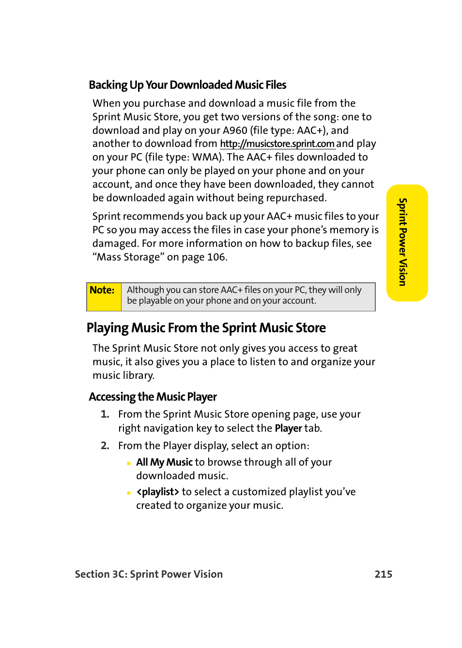 Playing music from the sprint music store, Personalizing your service with on demand | Samsung A960 User Manual | Page 239 / 272