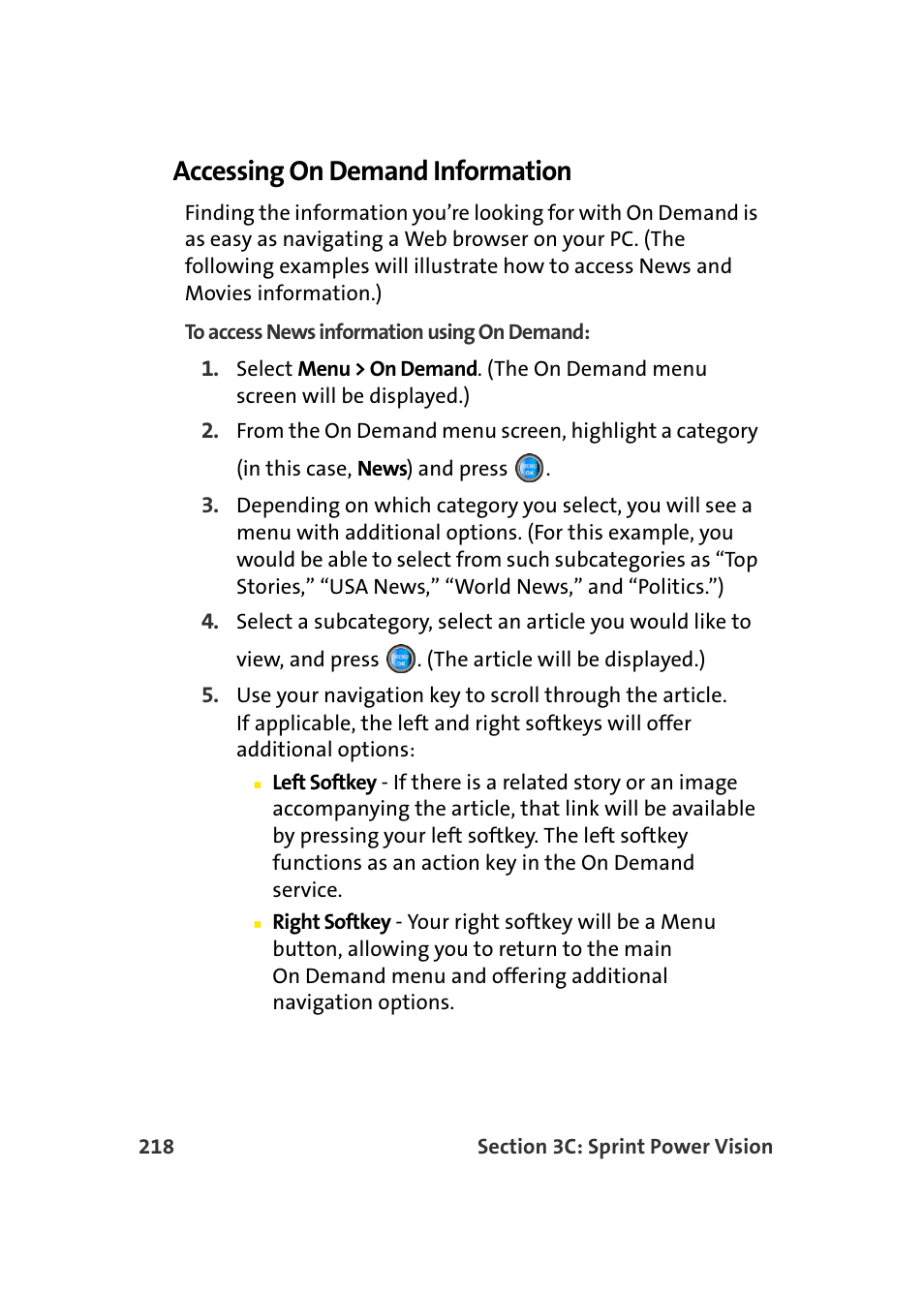 Accessing on demand information | Samsung A960 User Manual | Page 242 / 272