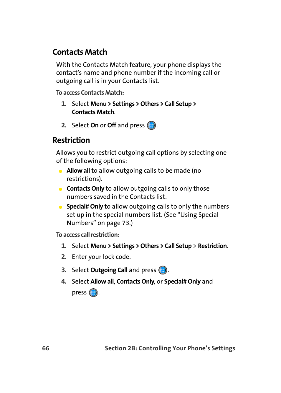 Contacts match, Restriction | Samsung A960 User Manual | Page 90 / 272