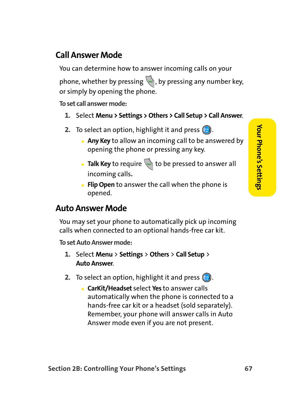 Call answer mode, Auto answer mode | Samsung A960 User Manual | Page 91 / 272