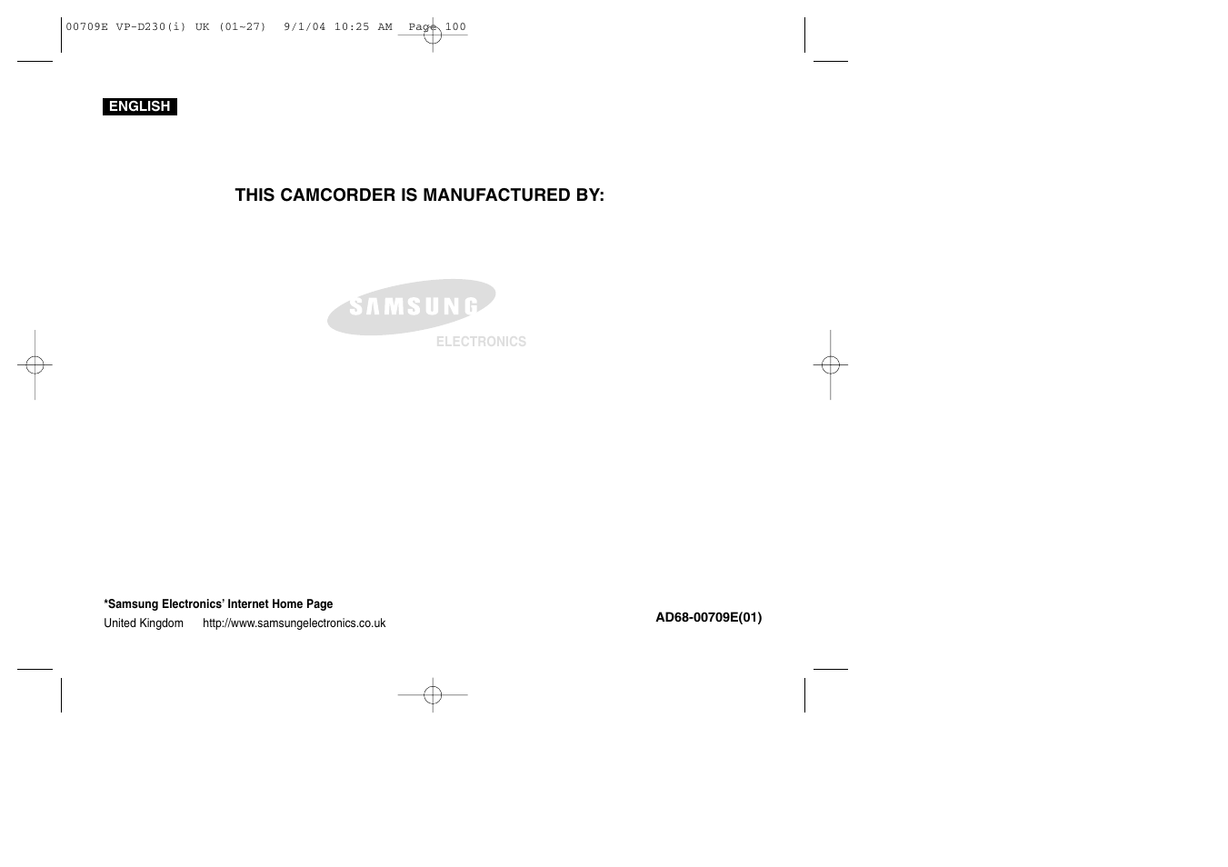 Samsung VP-D200 User Manual | Page 108 / 108