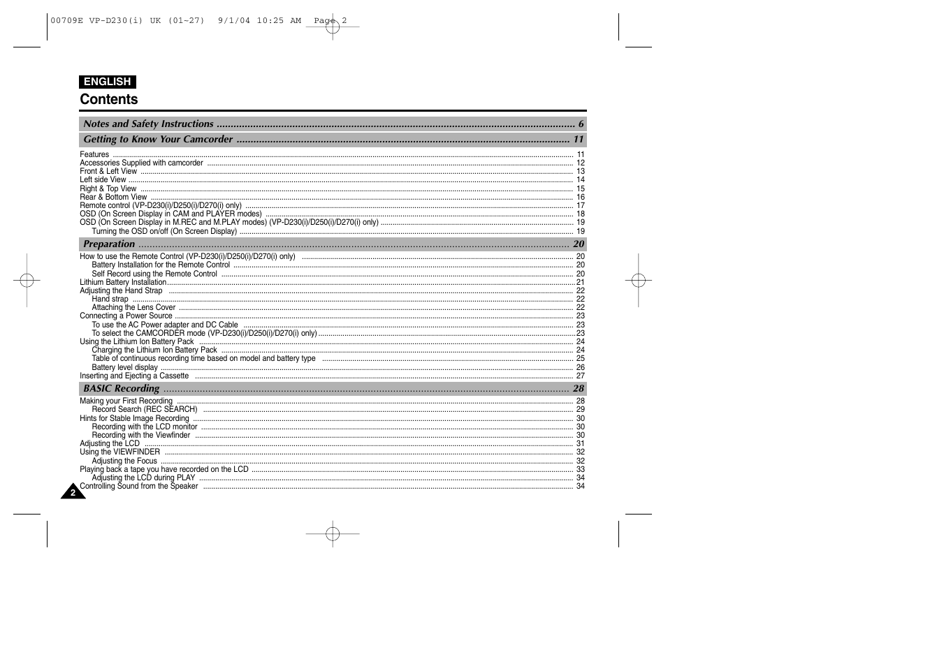 Samsung VP-D200 User Manual | Page 2 / 108