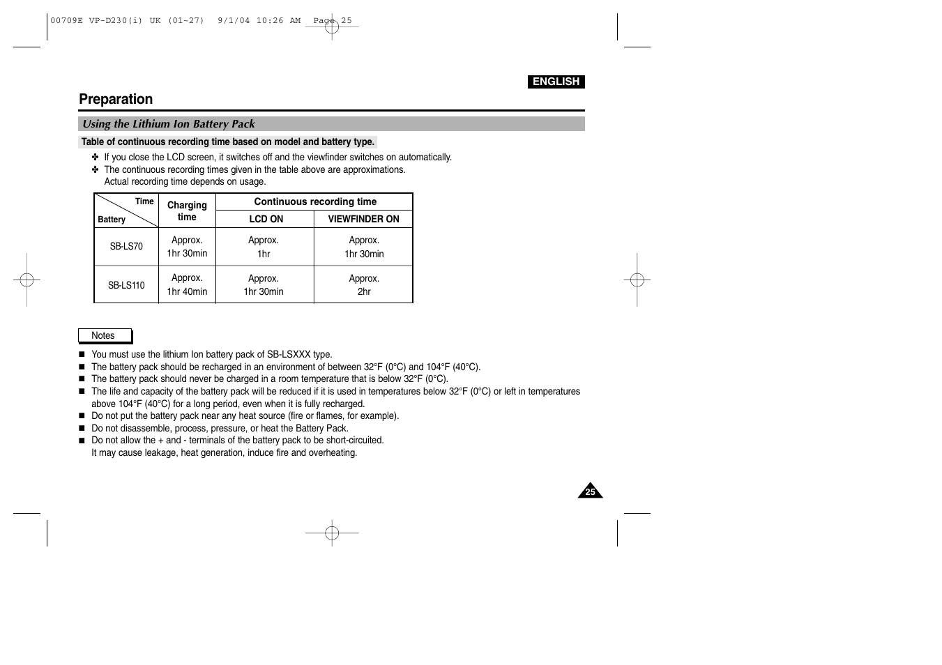 Preparation | Samsung VP-D200 User Manual | Page 25 / 108
