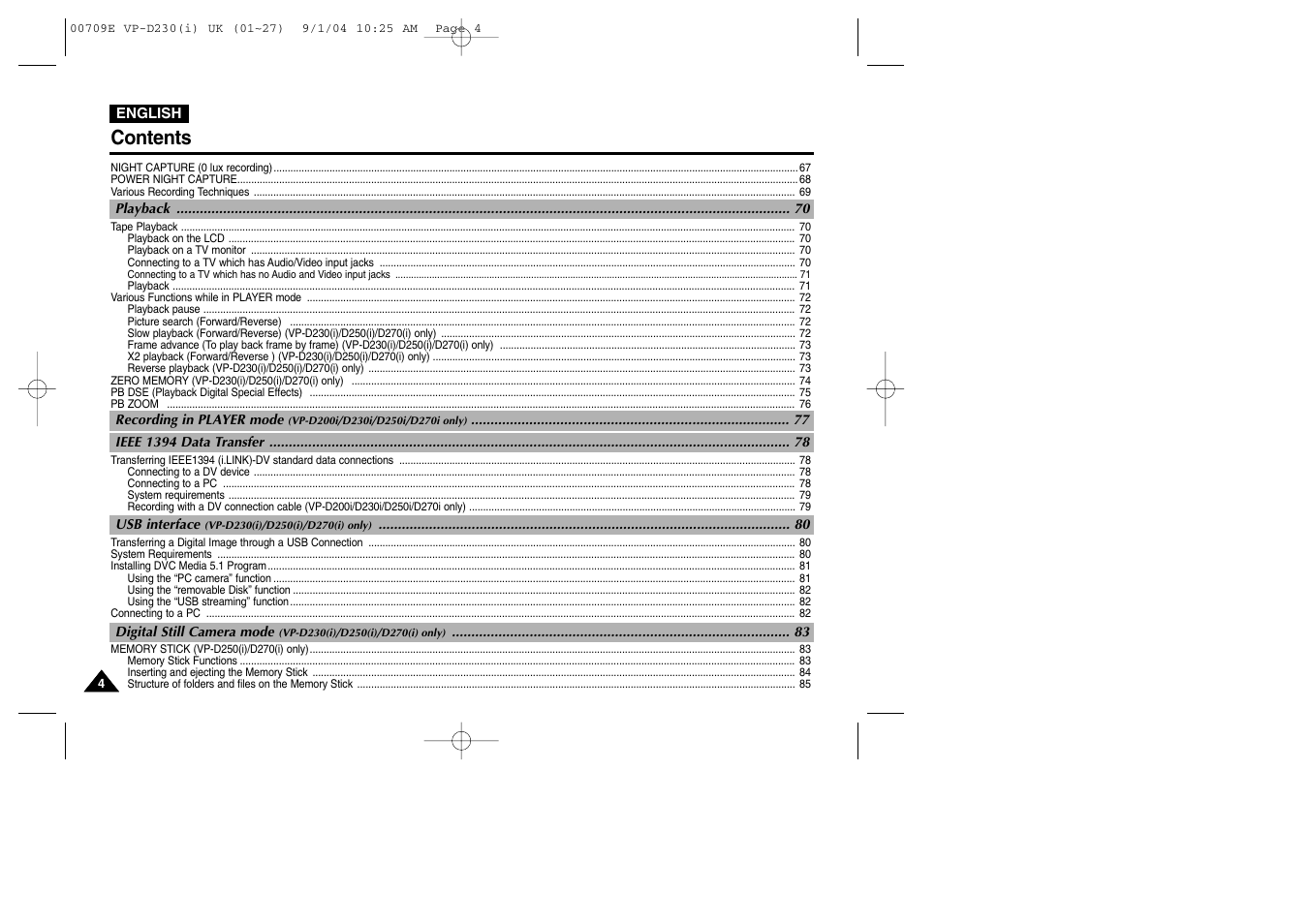 Samsung VP-D200 User Manual | Page 4 / 108