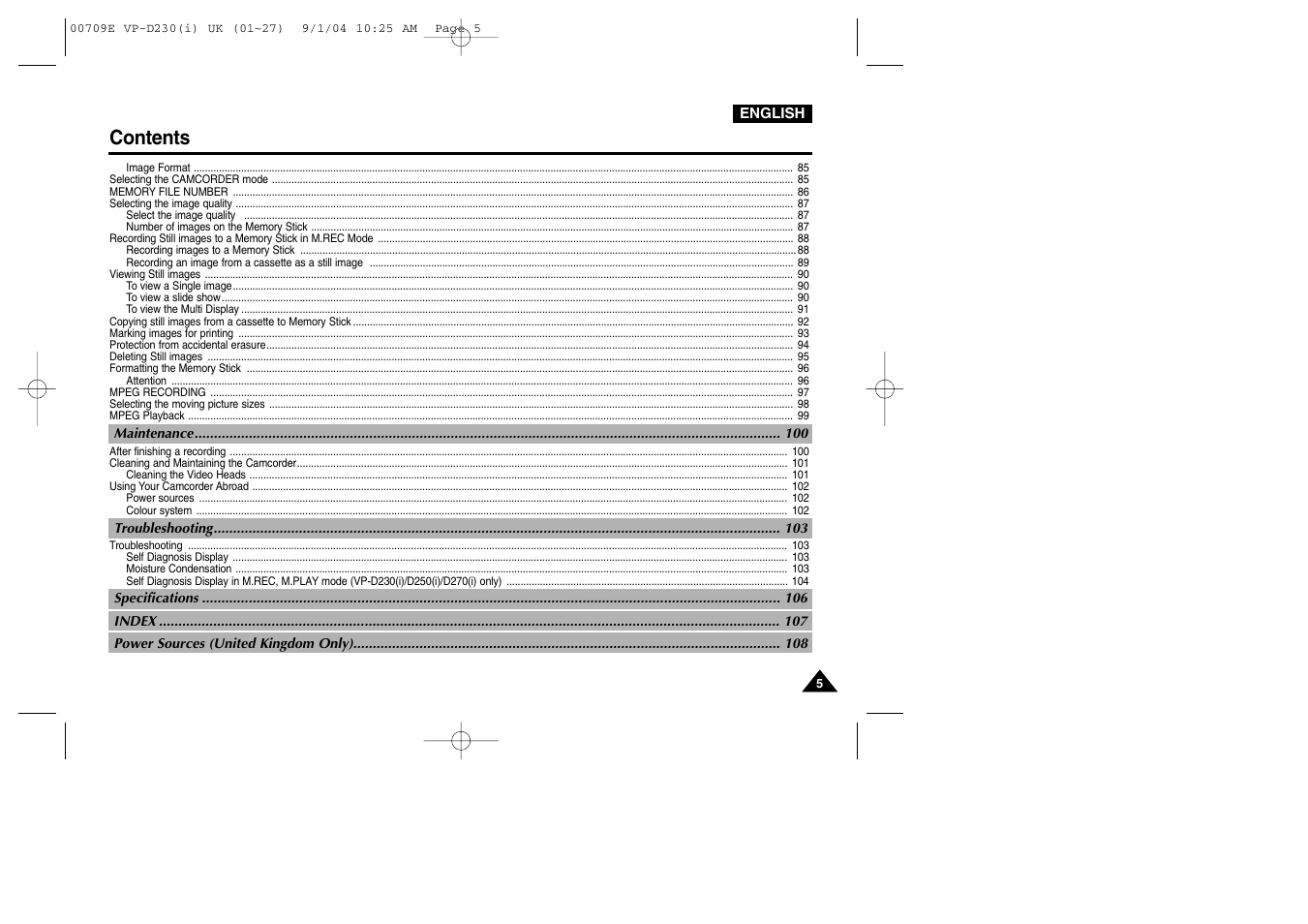 Samsung VP-D200 User Manual | Page 5 / 108