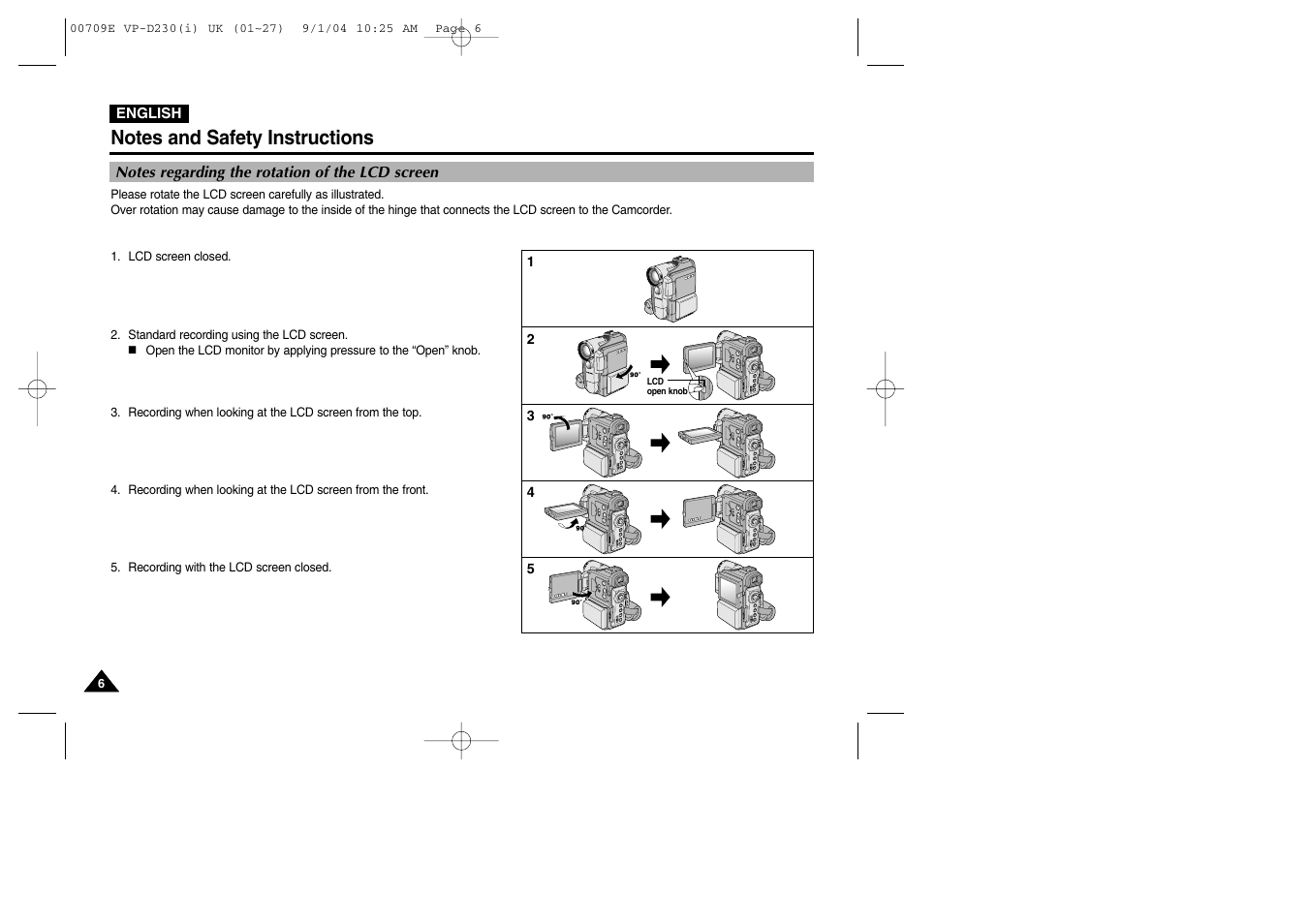 Notes and safety instructions | Samsung VP-D200 User Manual | Page 6 / 108
