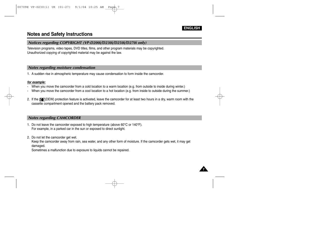 Samsung VP-D200 User Manual | Page 7 / 108