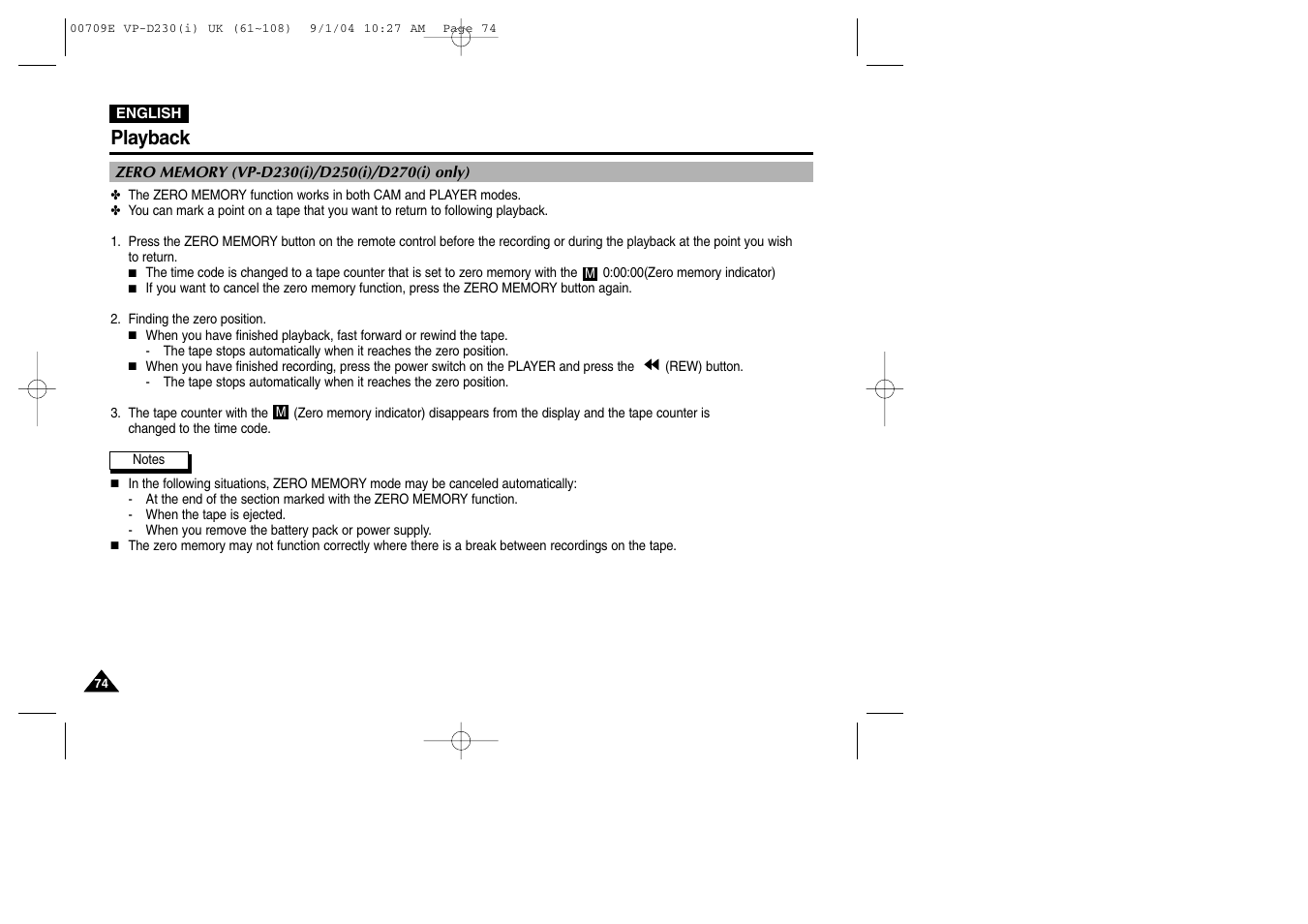 Playback | Samsung VP-D200 User Manual | Page 74 / 108