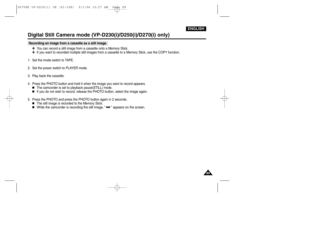 Samsung VP-D200 User Manual | Page 89 / 108