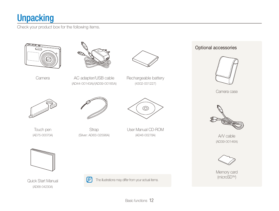 Unpacking | Samsung DualView TL220 User Manual | Page 13 / 110