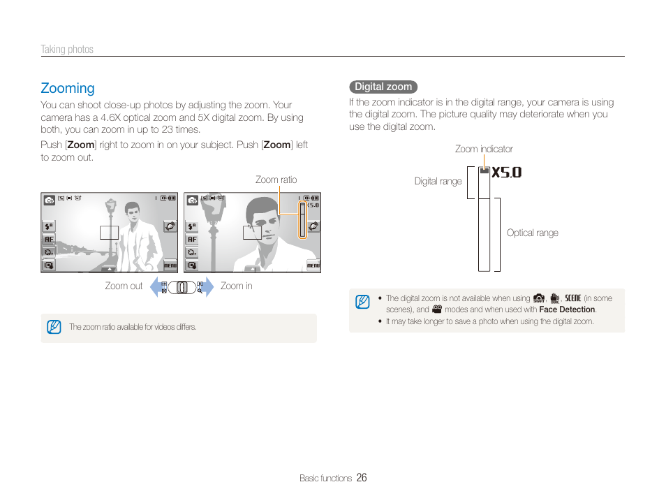 Zooming, Zooming ……………………………………… 26 | Samsung DualView TL220 User Manual | Page 27 / 110