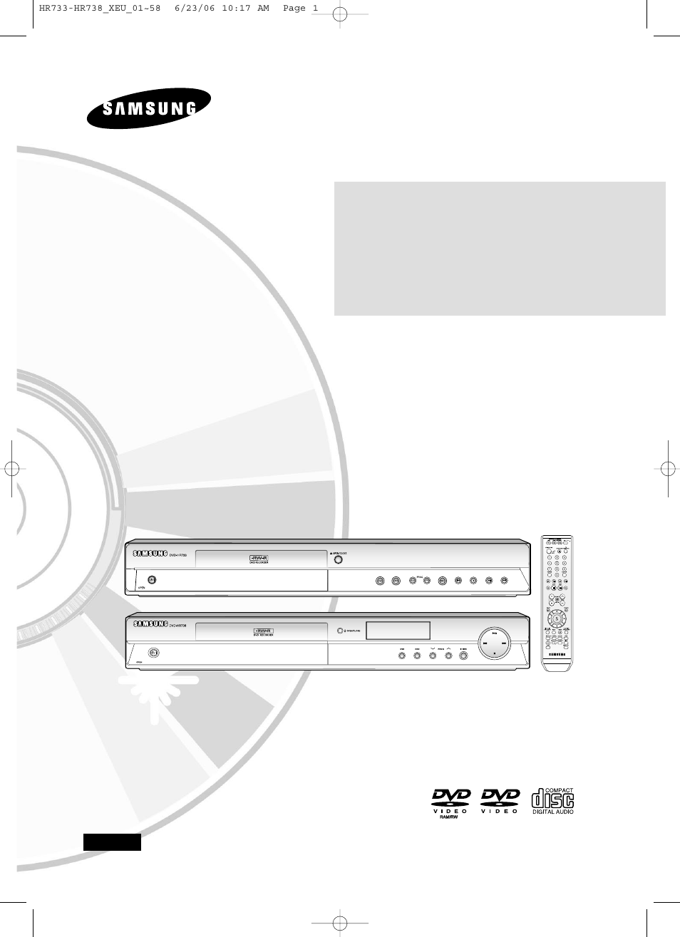 Samsung DVD-HR738/ User Manual | 127 pages