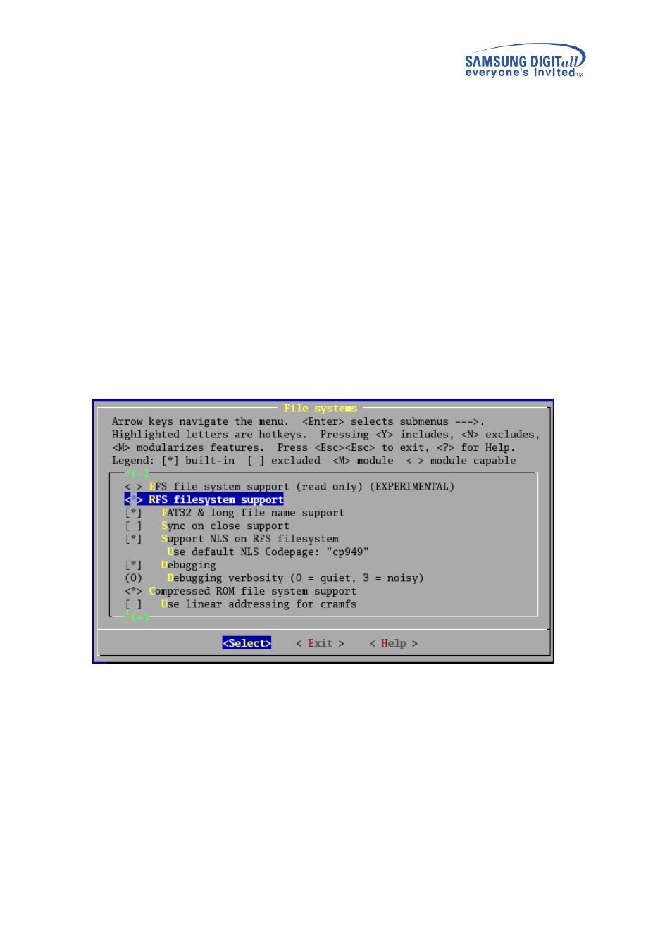 3 using the nls (native language support), 1 kernel configuration for nls, Using the nls (native language support) | Kernel configuration for nls, Figure 3-9 rfs filesystem configuration for vfat | Samsung V1.3.0 User Manual | Page 20 / 26