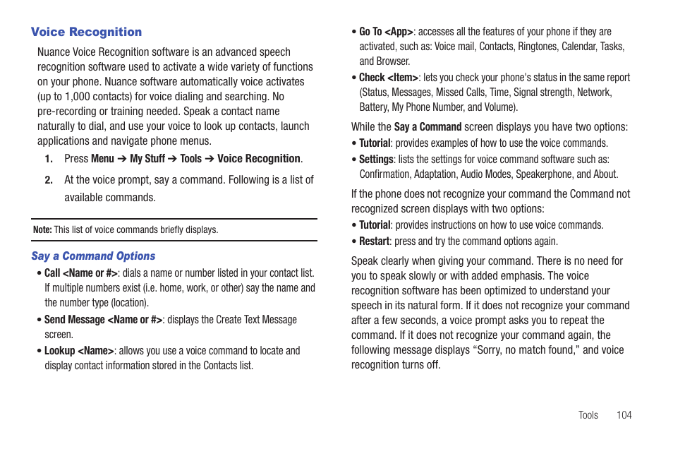 Voice recognition | Samsung Evergreen a667 User Manual | Page 109 / 153