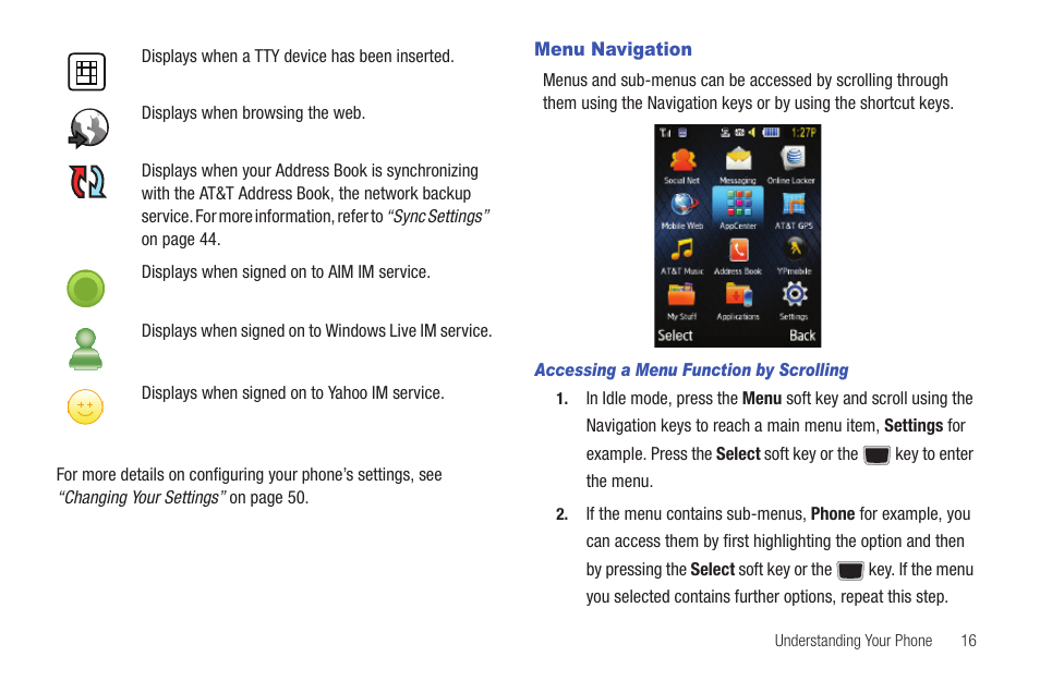 Menu navigation | Samsung Evergreen a667 User Manual | Page 21 / 153