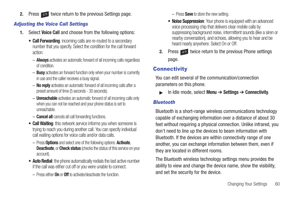 Connectivity | Samsung Evergreen a667 User Manual | Page 65 / 153