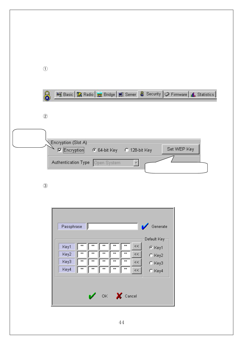 Encryption setting using ap manager | Samsung SWL-3000AP User Manual | Page 48 / 88