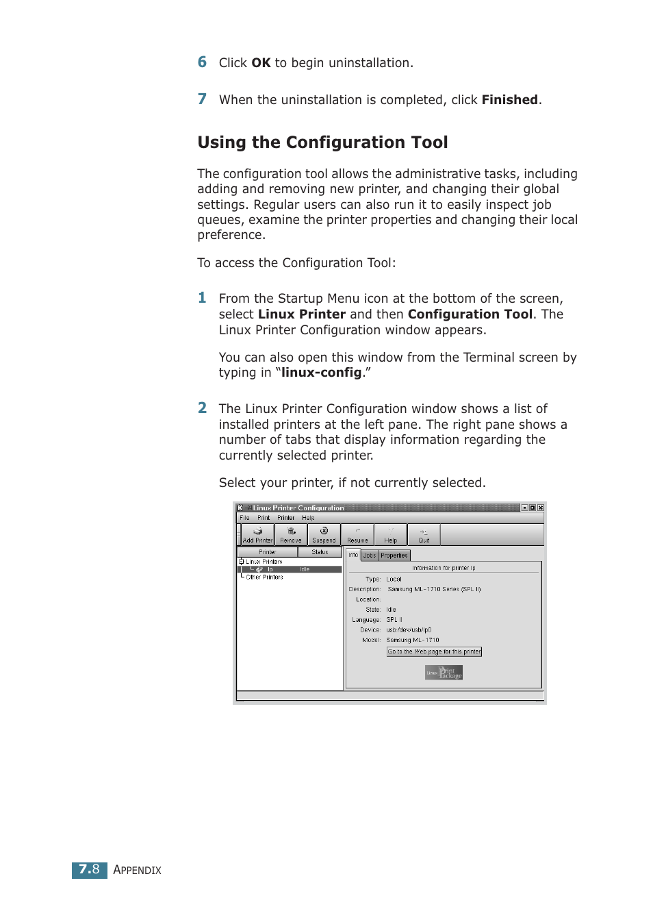 Using the configuration tool | Samsung ML-1710P User Manual | Page 125 / 138