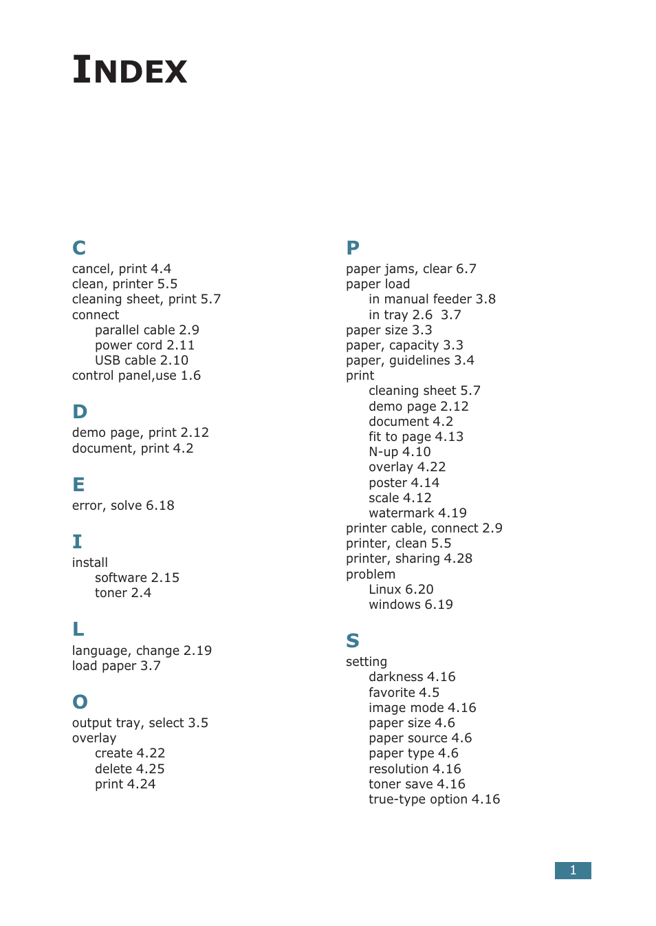 Index, Ndex | Samsung ML-1710P User Manual | Page 136 / 138