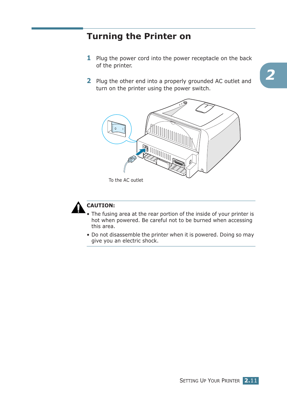 Turning the printer on | Samsung ML-1710P User Manual | Page 30 / 138