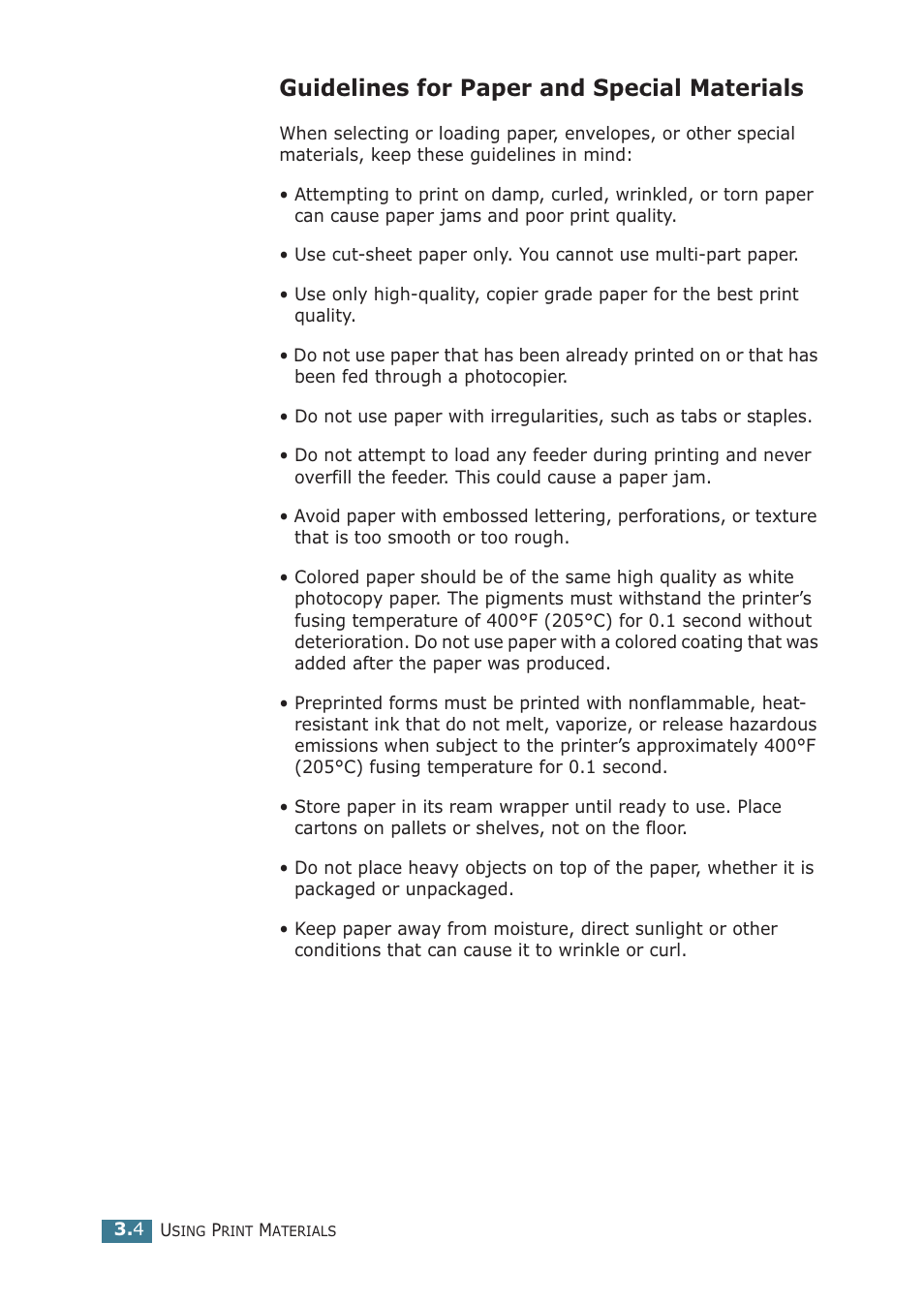 Guidelines for paper and special materials | Samsung ML-1710P User Manual | Page 43 / 138