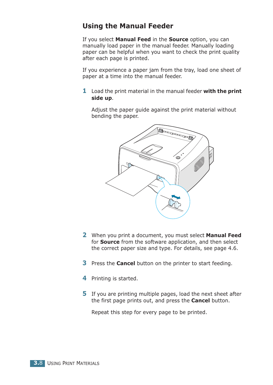 Using the manual feeder | Samsung ML-1710P User Manual | Page 47 / 138