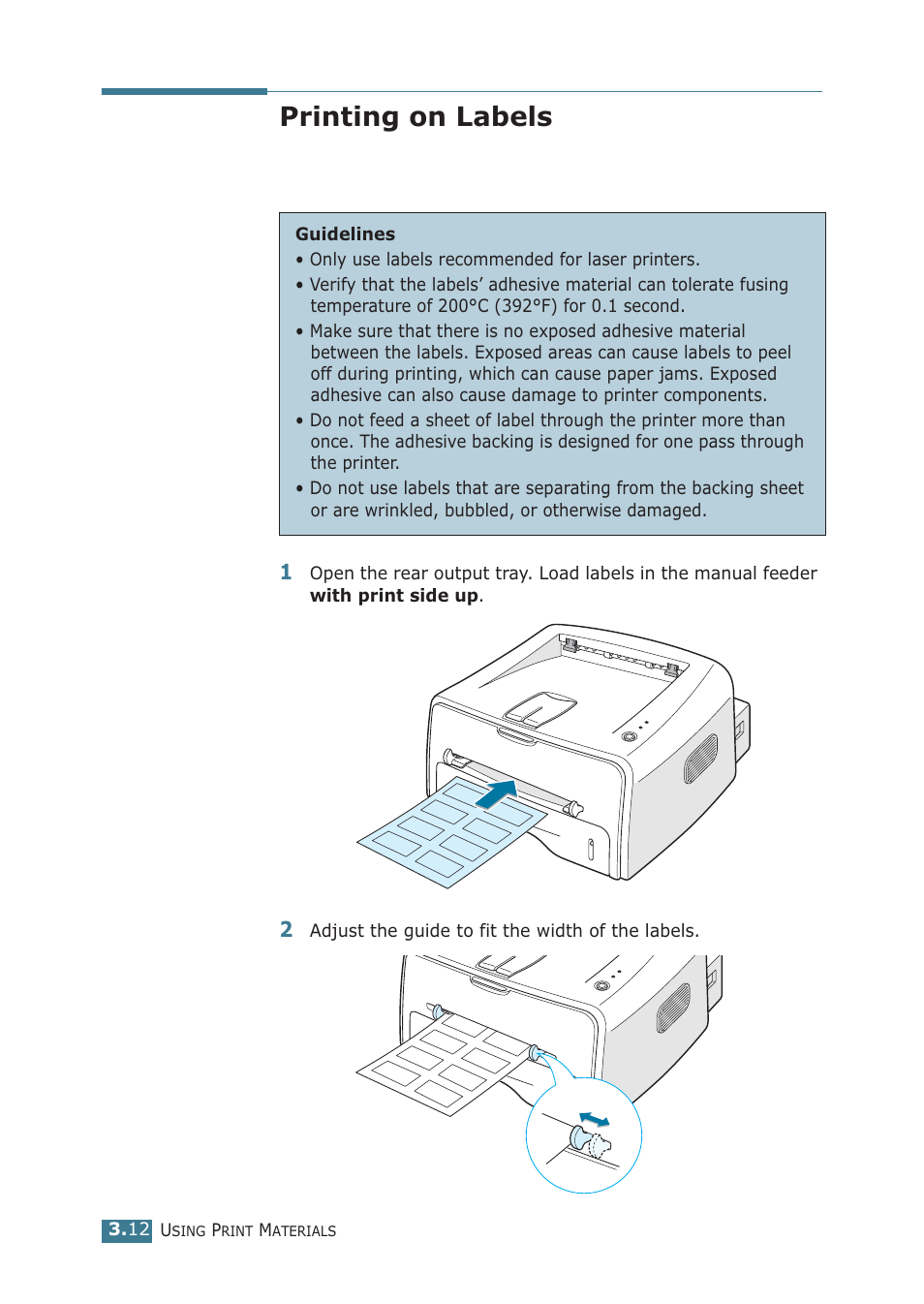 Printing on labels, Printing on transparencies | Samsung ML-1710P User Manual | Page 51 / 138