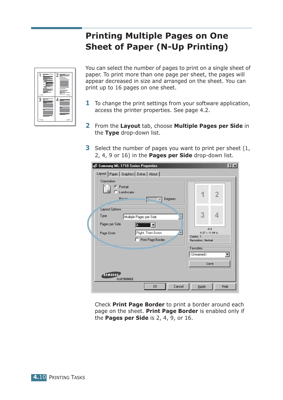 Up printing) | Samsung ML-1710P User Manual | Page 67 / 138