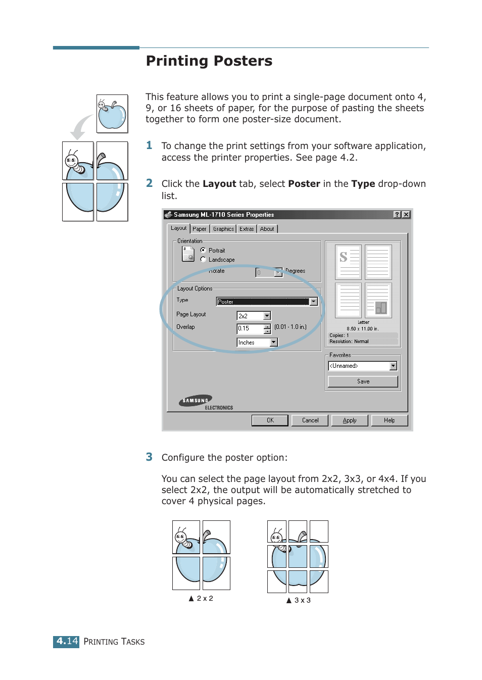 Printing posters, Setting graphic properties | Samsung ML-1710P User Manual | Page 71 / 138