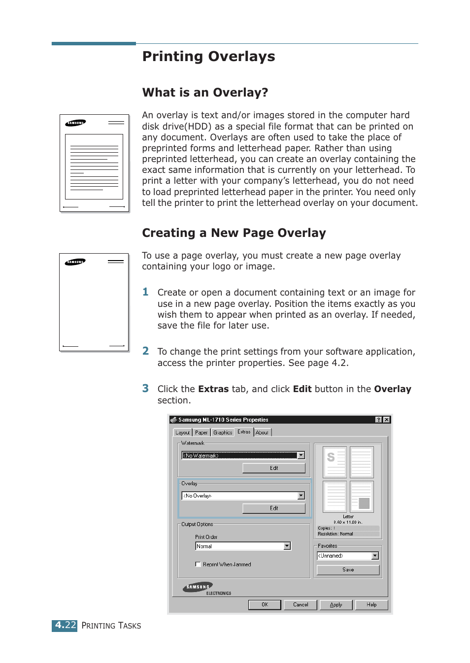 Printing overlays, What is an overlay, Using the status monitor | Creating a new page overlay | Samsung ML-1710P User Manual | Page 79 / 138