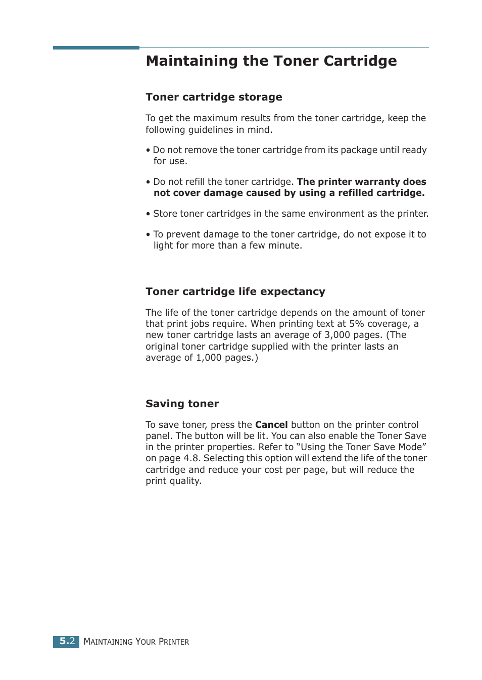 Maintaining the toner cartridge | Samsung ML-1710P User Manual | Page 89 / 138