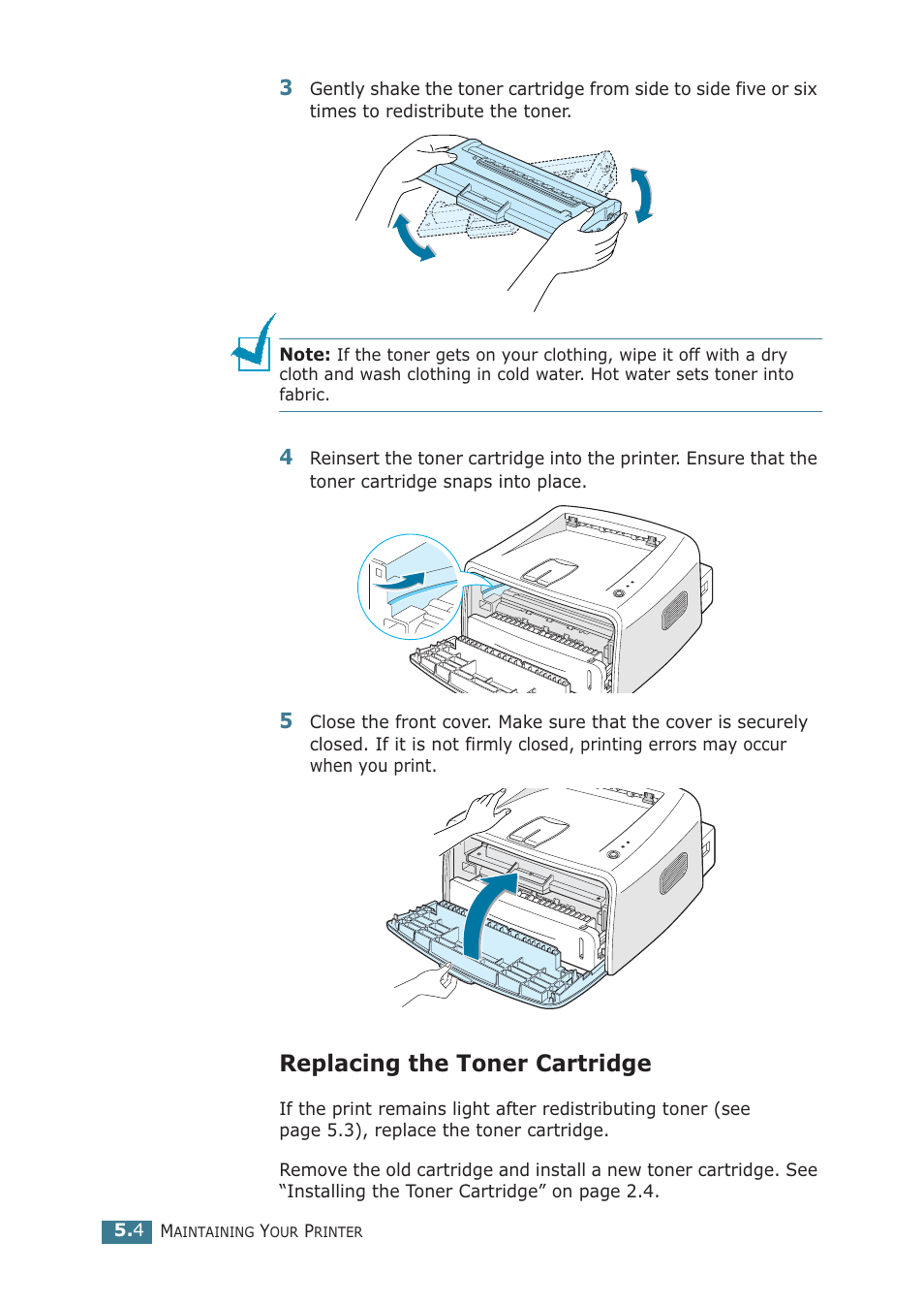 Replacing the toner cartridge | Samsung ML-1710P User Manual | Page 91 / 138