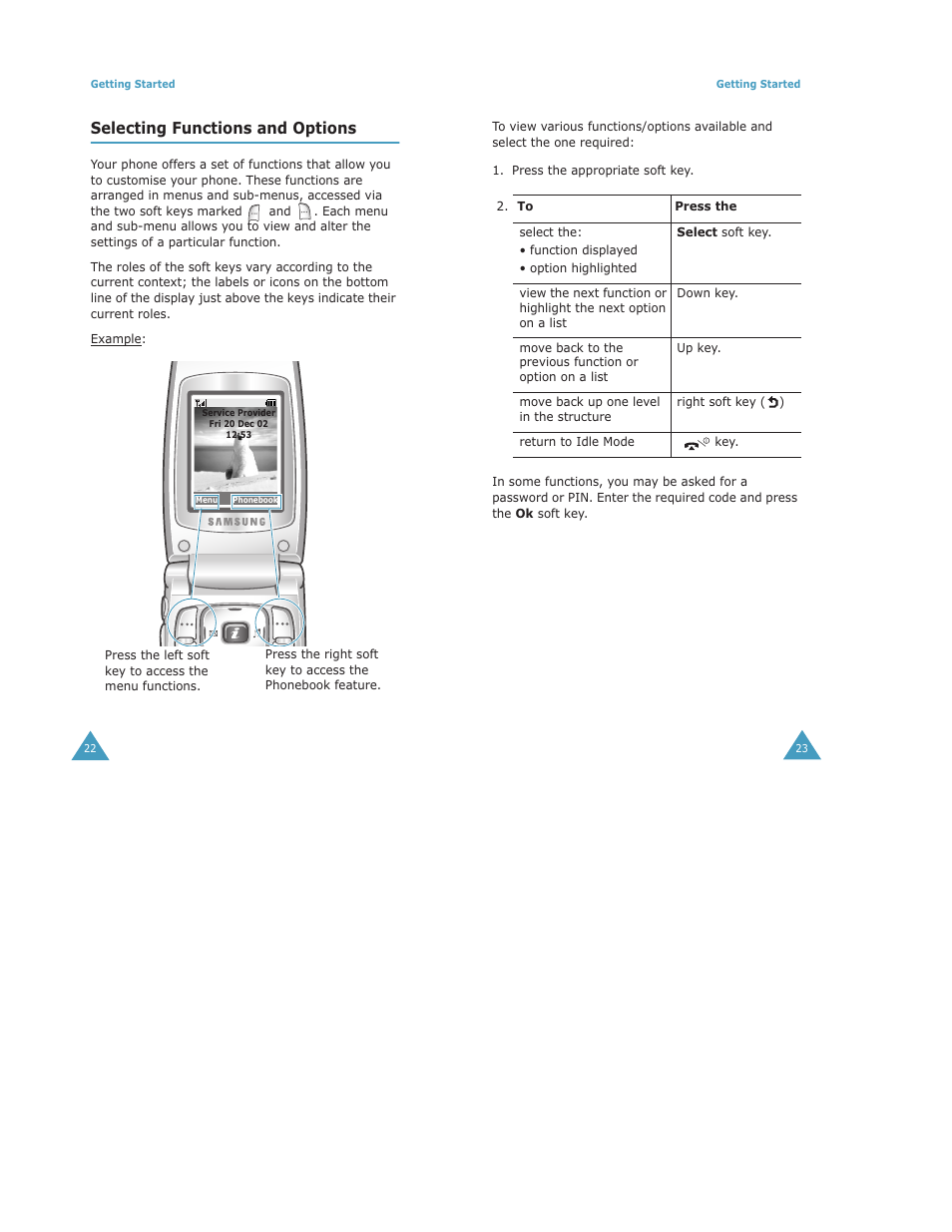 Selecting functions and options | Samsung Digimax S500 User Manual | Page 13 / 81