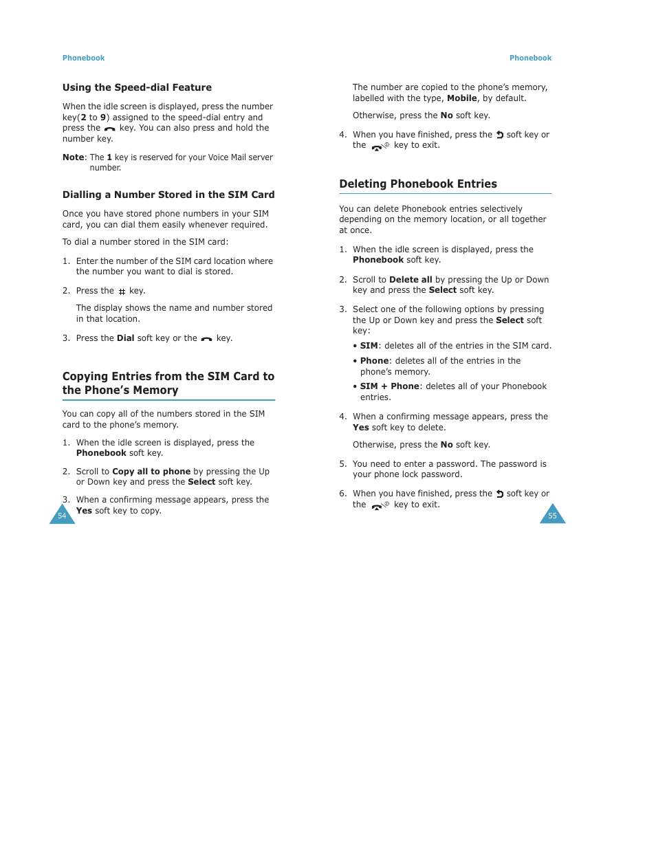 Deleting phonebook entries | Samsung Digimax S500 User Manual | Page 29 / 81