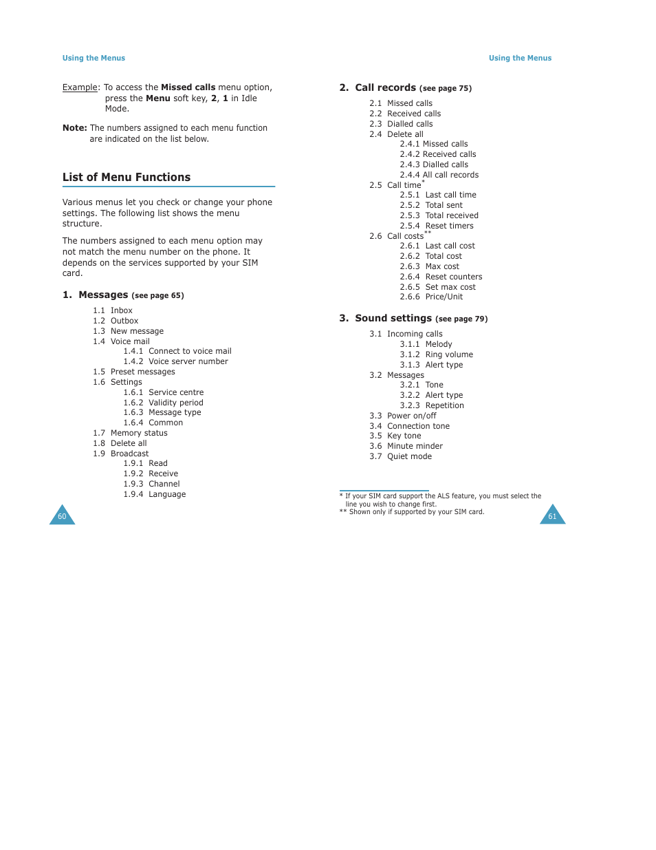 List of menu functions | Samsung Digimax S500 User Manual | Page 33 / 81