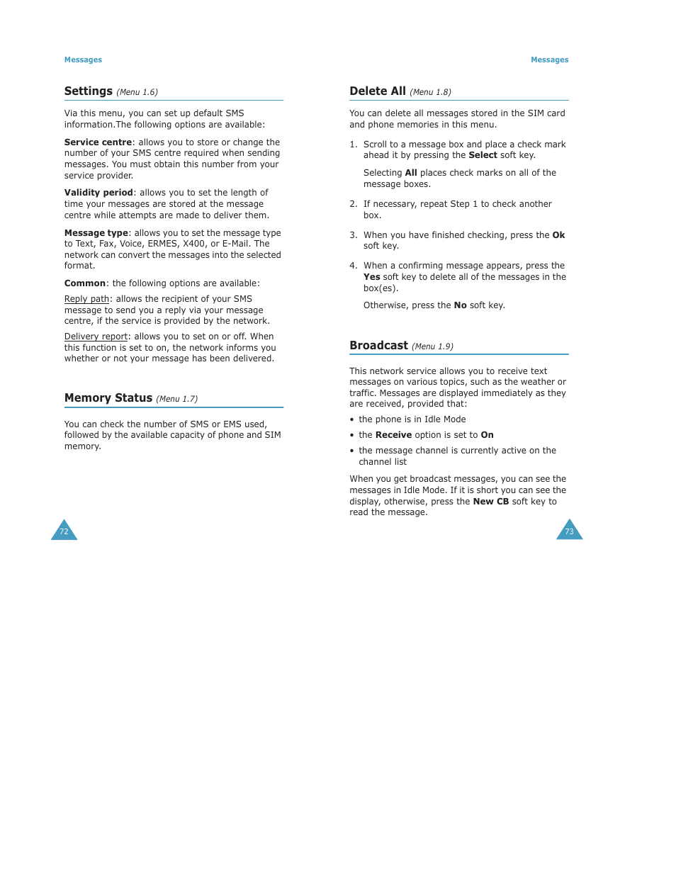 Settings, Delete all, Broadcast | Samsung Digimax S500 User Manual | Page 39 / 81