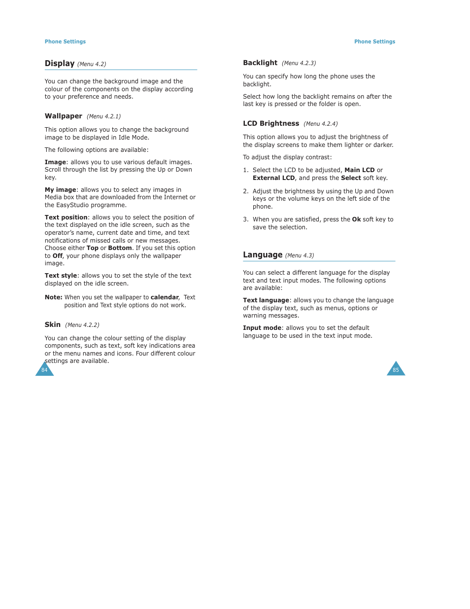 Display, Language | Samsung Digimax S500 User Manual | Page 45 / 81