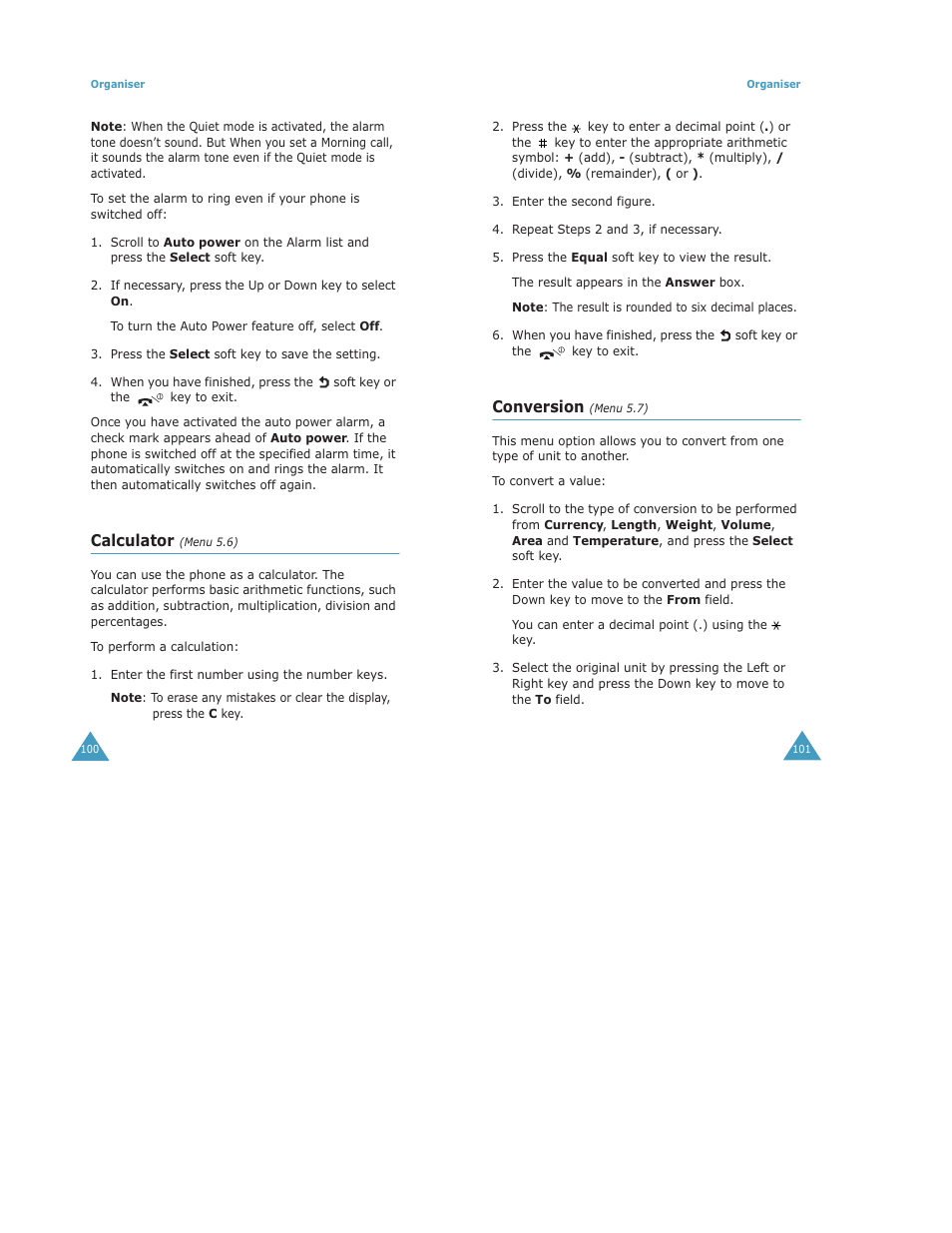 Calculator, Conversion | Samsung Digimax S500 User Manual | Page 54 / 81