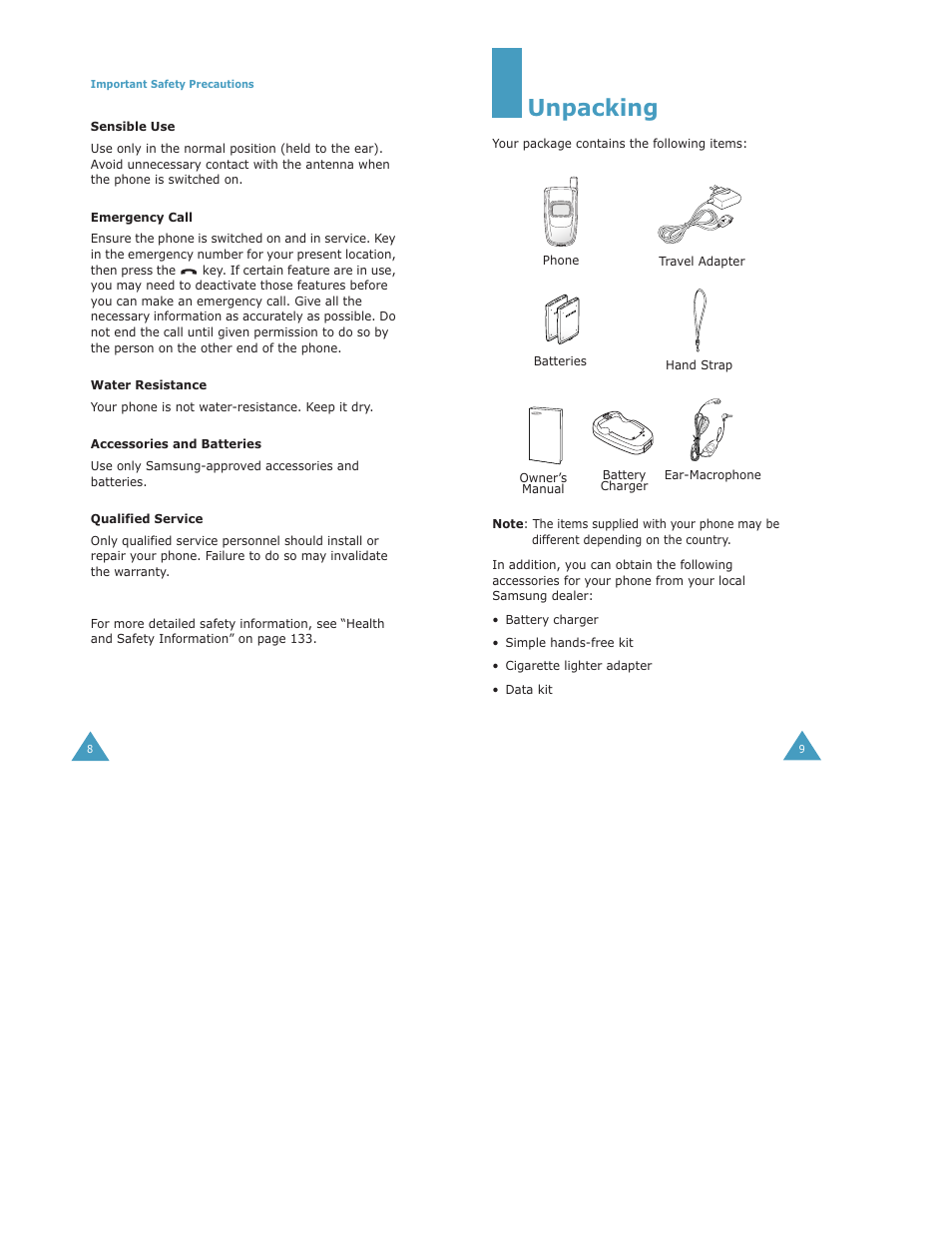 Unpacking | Samsung Digimax S500 User Manual | Page 6 / 81
