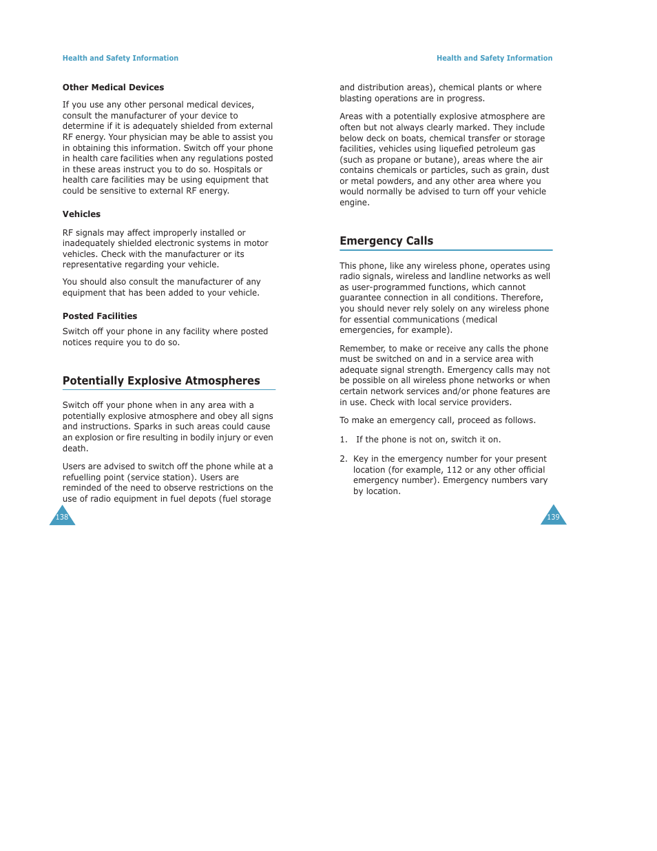 Potentially explosive atmospheres, Emergency calls | Samsung Digimax S500 User Manual | Page 73 / 81