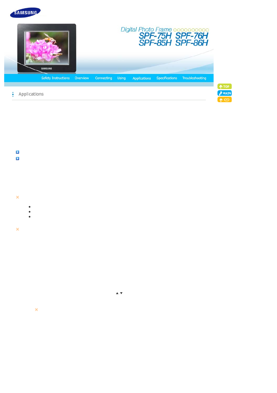 Applications | Samsung SPF-76H User Manual | Page 19 / 26
