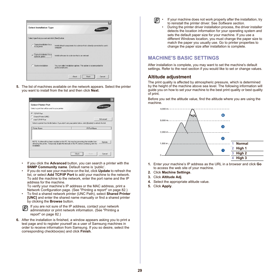 Machine's basic settings, Altitude adjustment, 29 machine's basic settings | E 29 fo | Samsung SCX-6555NX User Manual | Page 29 / 176