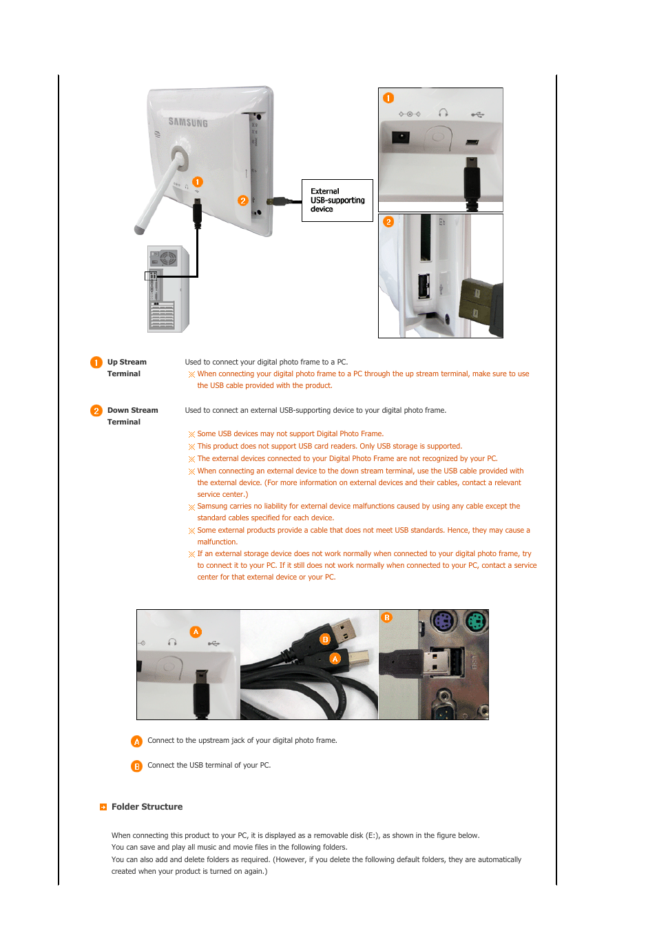 Connecting a memory card | Samsung SPF-83V User Manual | Page 13 / 42