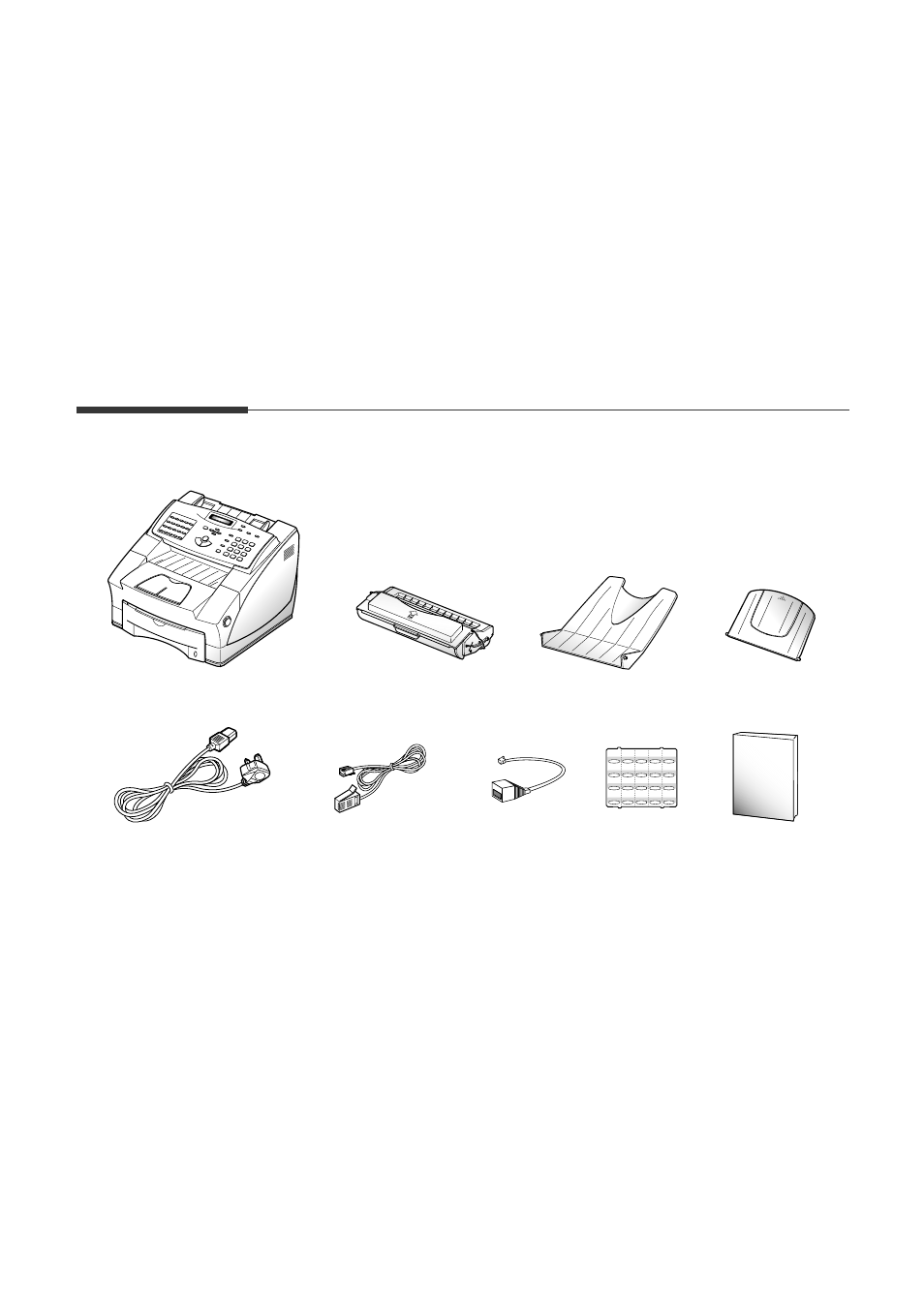 Setting up your machine, Unpacking, Telephone/modem line cord | Tam read one-touch label ac power cord | Samsung MSYS SF-6800 User Manual | Page 10 / 106